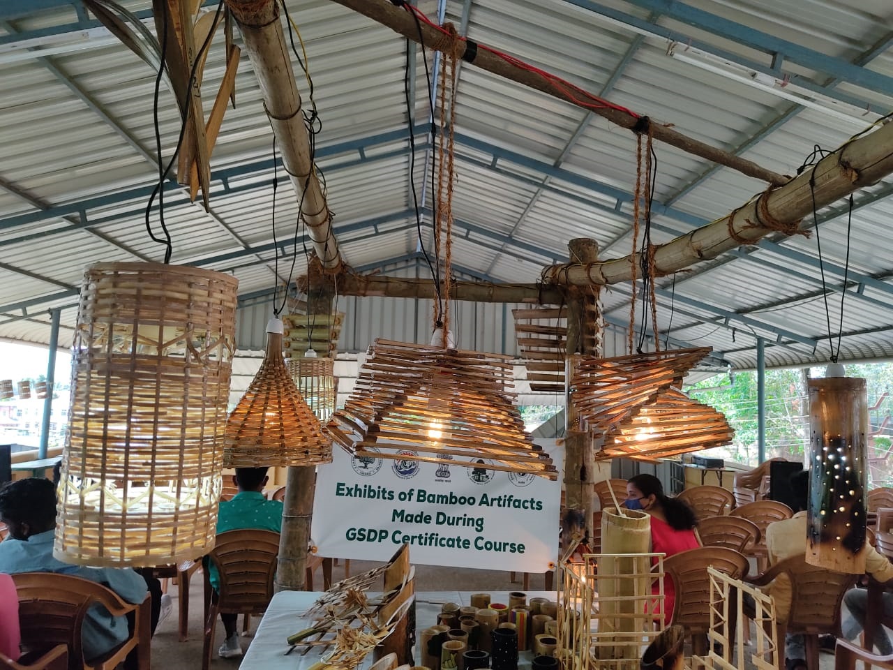 Bamboo Lamp Shades Made by Trainees